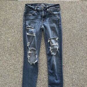 American Eagle Super Stretch Jegging Women's Size 4 Long 27x30 Distressed‎
